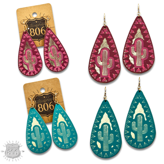 Saguaro cactus teardrop earring - LC