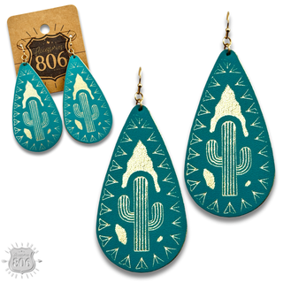Saguaro cactus teardrop earring - LC