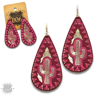 Saguaro cactus teardrop earring - LC