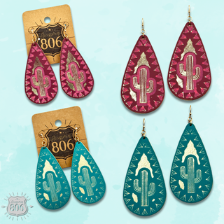 Saguaro cactus teardrop earring - LC