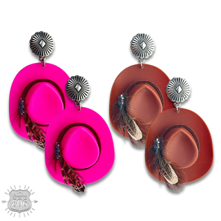 Acrylic cowboy hat earring - LC
