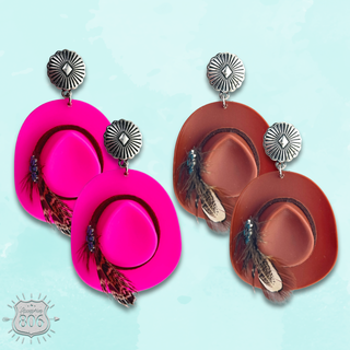 Acrylic cowboy hat earring - LC
