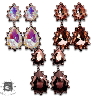 Western rhinestone teardrop earring - LC