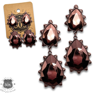 Western rhinestone teardrop earring - LC