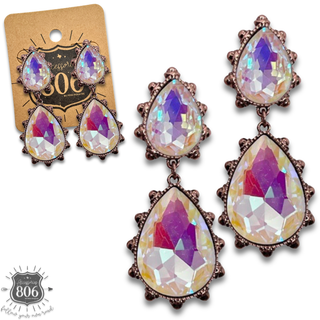 Western rhinestone teardrop earring - LC