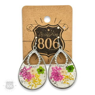 Pressed flower teardrop earring - LC