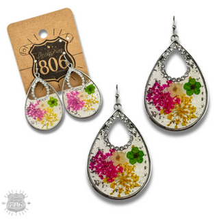 Pressed flower teardrop earring - LC