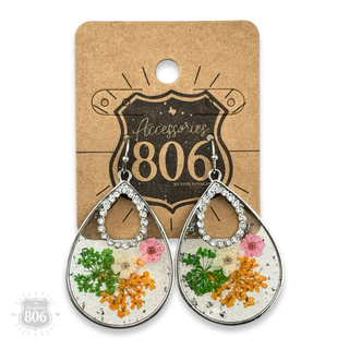 Pressed flower teardrop earring - LC