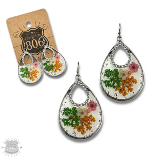 Pressed flower teardrop earring - LC