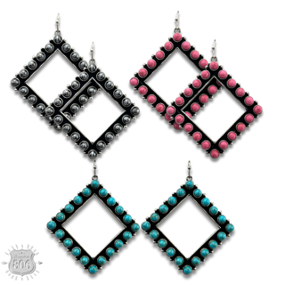 Stone diamond shape earring