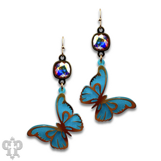 Glitter acrylic butterfly earring with Austrian crystal - LC