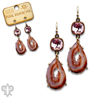 Druzy earring with Austrian crystal - LC