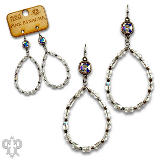Mixed shape bead teardrop earring with Austrian crystal - LC