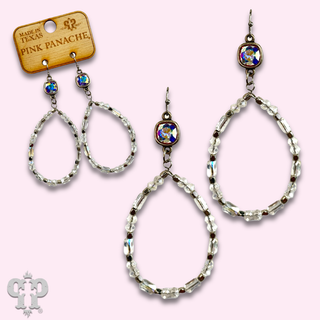 Mixed shape bead teardrop earring with Austrian crystal - LC