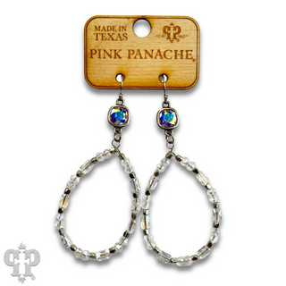 Mixed shape bead teardrop earring with Austrian crystal - LC