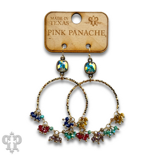 Multi-color bead cluster earring with Austrian crystal - LC