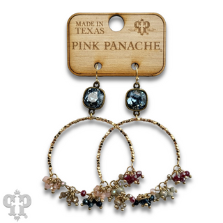Multi-color bead cluster earring with Austrian crystal - LC