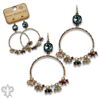 Multi-color bead cluster earring with Austrian crystal - LC
