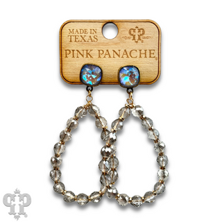 Faceted teardrop barrel bead earring with Austrian crystal - LC