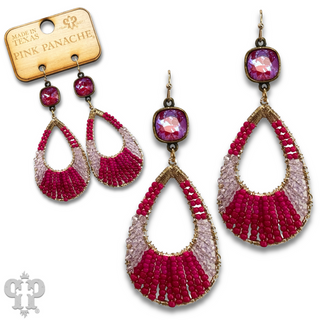 Seed bead teardrop earring with an Austrian crystal - LC