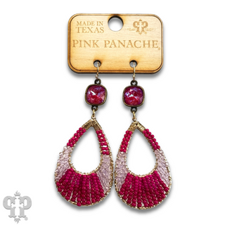Seed bead teardrop earring with an Austrian crystal - LC
