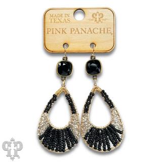 Seed bead teardrop earring with an Austrian crystal - LC
