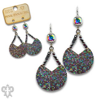 Glitter disc earring with Austrian crystal - LC