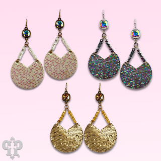 Glitter disc earring with Austrian crystal - LC