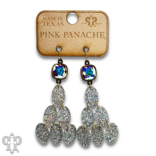 Glitter chandelier oval earring, Austrian crystal - LC