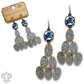 Glitter chandelier oval earring, Austrian crystal - LC