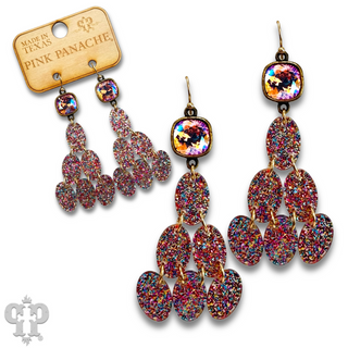 Glitter chandelier oval earring, Austrian crystal - LC