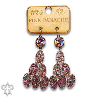 Glitter chandelier oval earring, Austrian crystal - LC