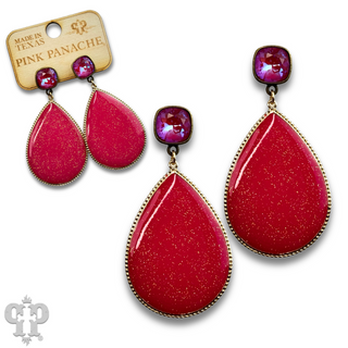 Enamel glitter teardrop earring with Austrian crystal - LC
