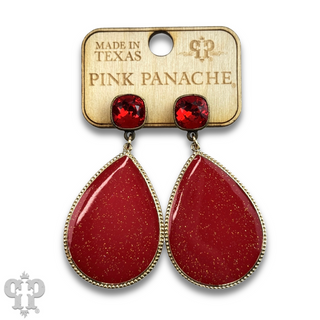 Enamel glitter teardrop earring with Austrian crystal - LC