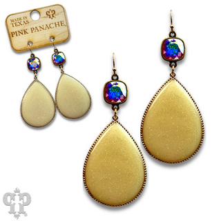 Enamel glitter teardrop earring with Austrian crystal - LC