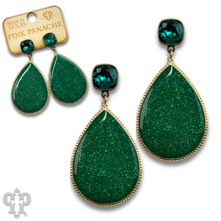 Enamel glitter teardrop earring with Austrian crystal - LC