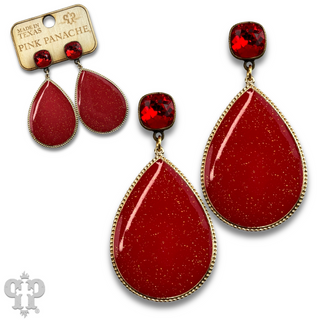 Enamel glitter teardrop earring with Austrian crystal - LC