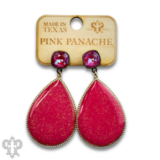 Enamel glitter teardrop earring with Austrian crystal - LC