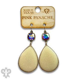 Enamel glitter teardrop earring with Austrian crystal - LC