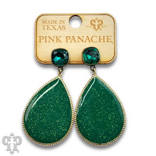 Enamel glitter teardrop earring with Austrian crystal - LC