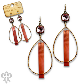 Mother-of-pearl bar teardrop earring with Austrian crystal