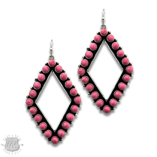 Stone bead diamond shape earring