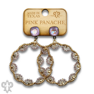 Scalloped bead circle earring with Austrian crystal