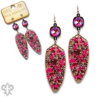 Arrow shape seed bead earring with Austrian crystal