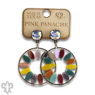 Flat oval beads circle earring with Austrian crystal - LC