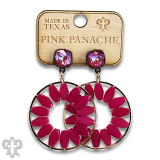 Flat oval beads circle earring with Austrian crystal - LC