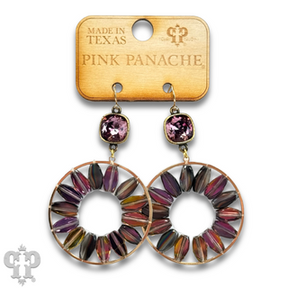 Flat oval beads circle earring with Austrian crystal - LC