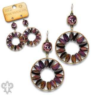 Flat oval beads circle earring with Austrian crystal - LC