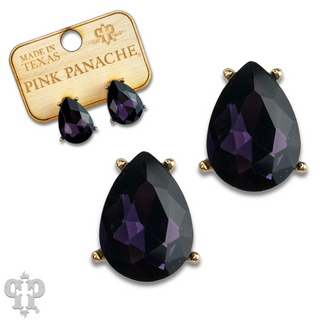 Rhinestone teardrop post earring - LC