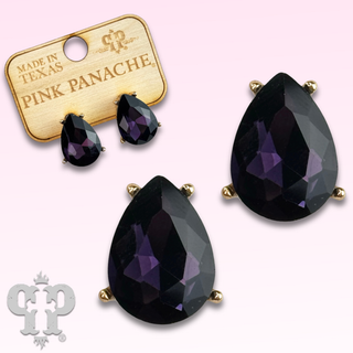 Rhinestone teardrop post earring - LC